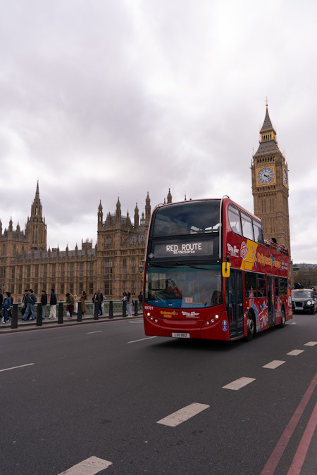 Bus, Car, Clock Tower, Double Decker Bus, Handbag, Metropolis, Person, Shoe, Tour Bus, Vehicle